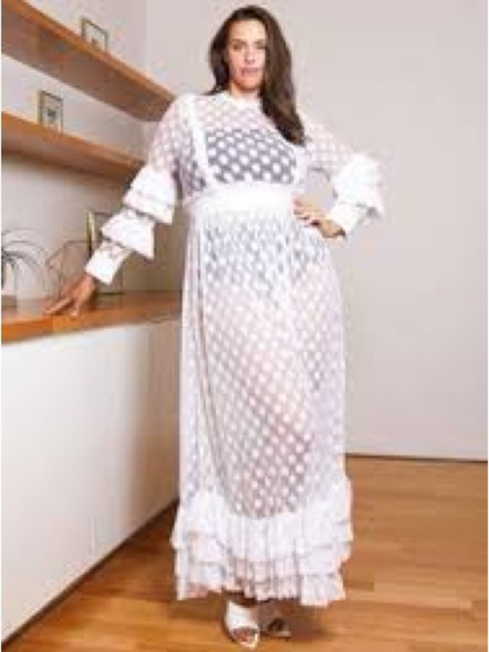 🤍🤍White Sheer Polka Dot Maxi Dress🤍🤍 - Picture 2 of 7